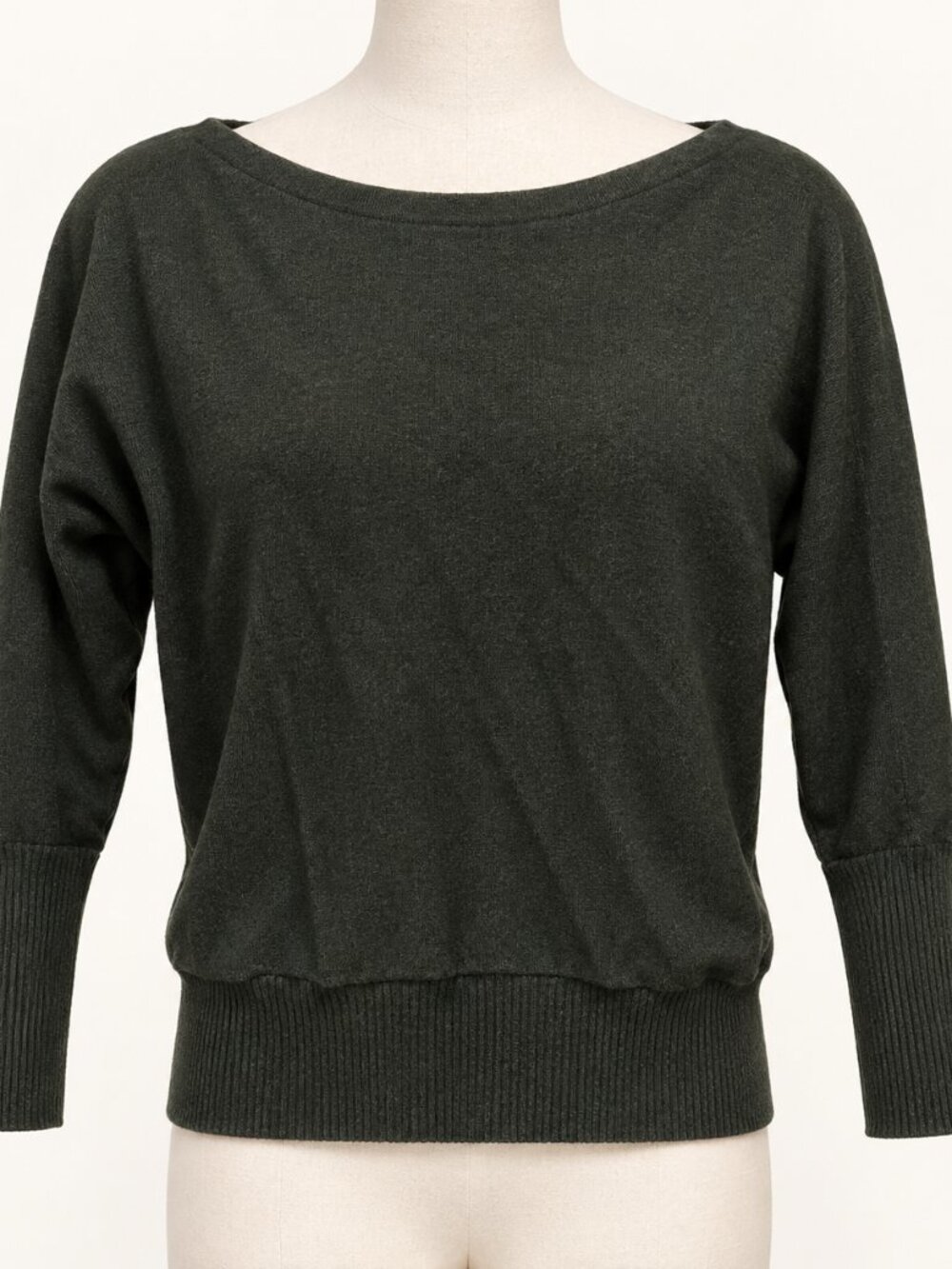 Grace & Lace Dark Forest Green Crewneck Sweater XS Soft Knit Pullover